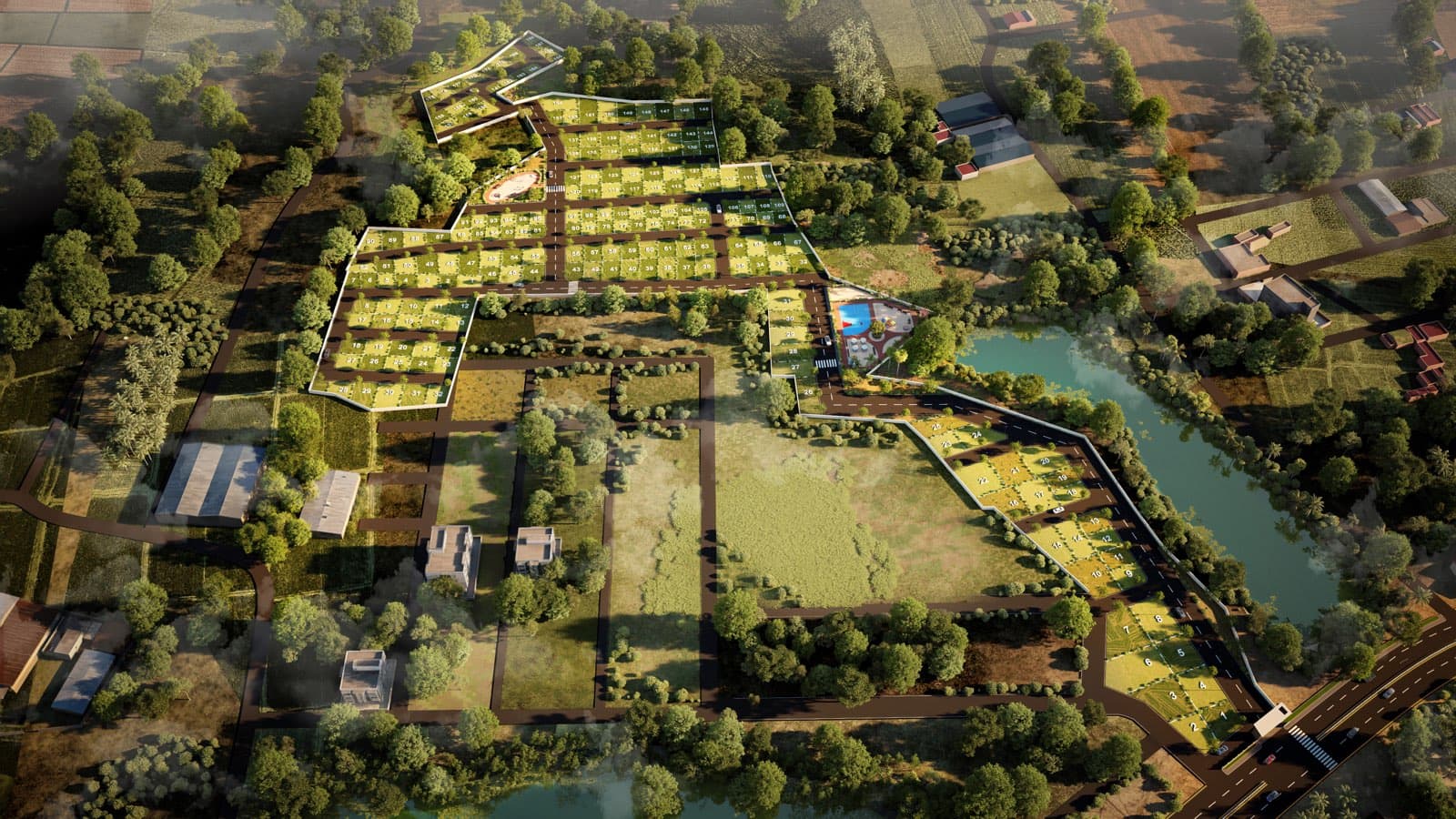 Aerial view of Na-divine premium land development
